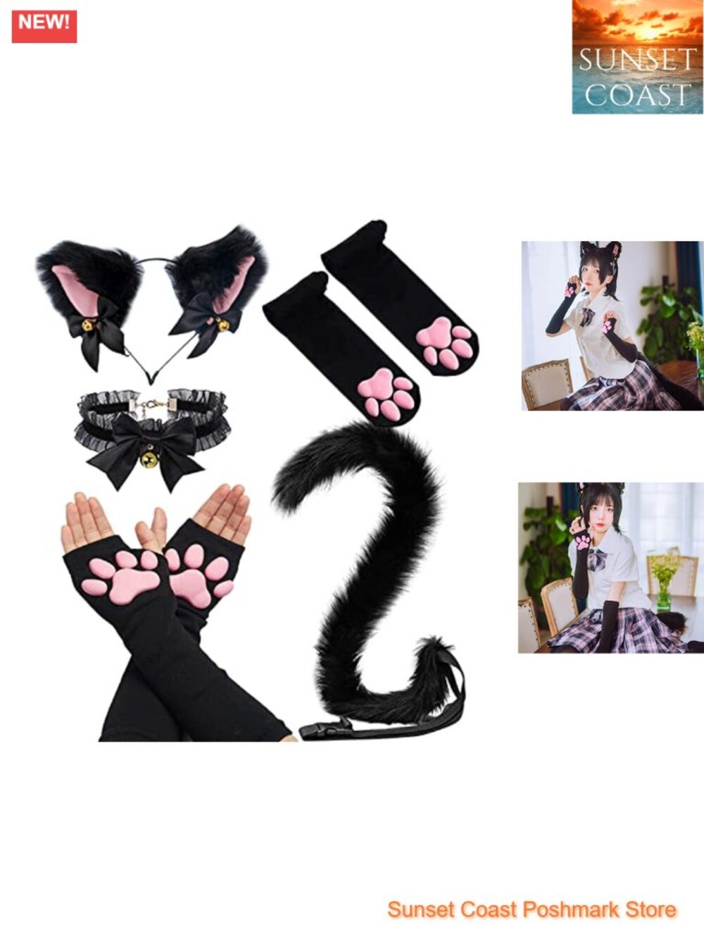 Cat Paw Thigh High Socks Gloves Cosplay Set Cotton 3D Claw